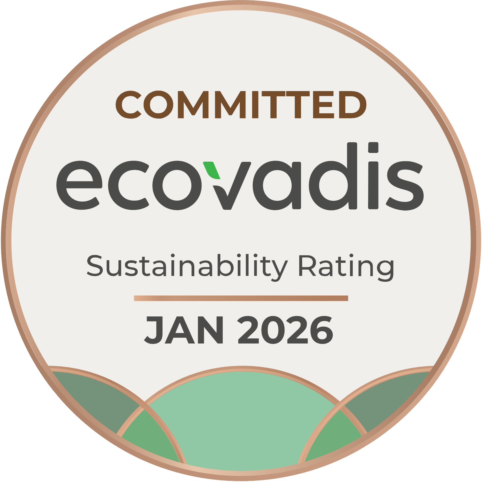 badge de certification "committed ecovadis sustainability rating jan 2026"