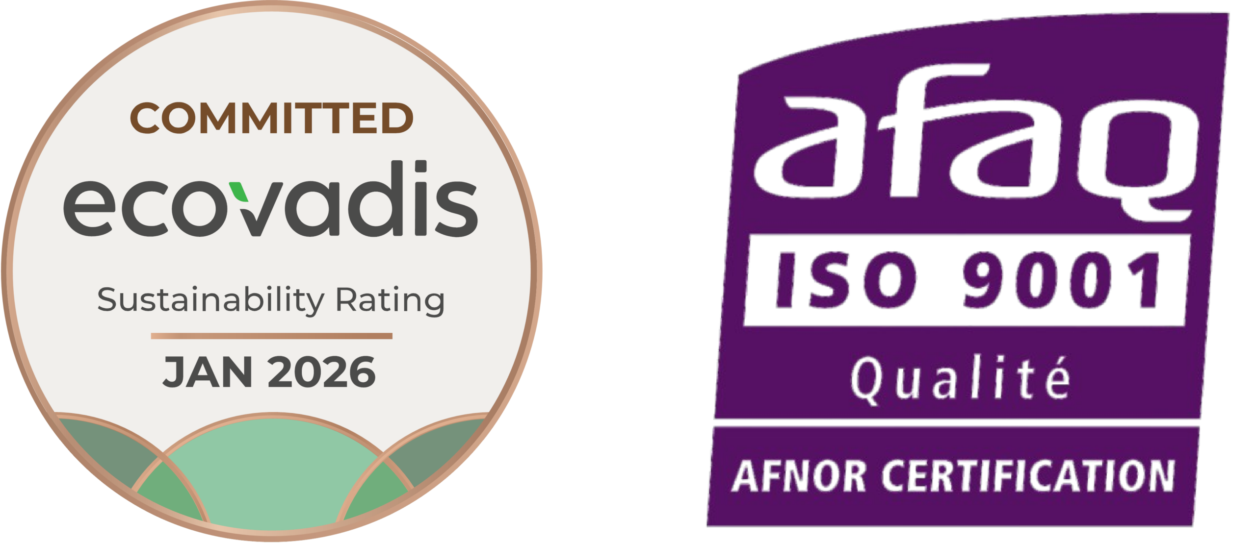 Logos ecovadis RSE et afaq iso 9001